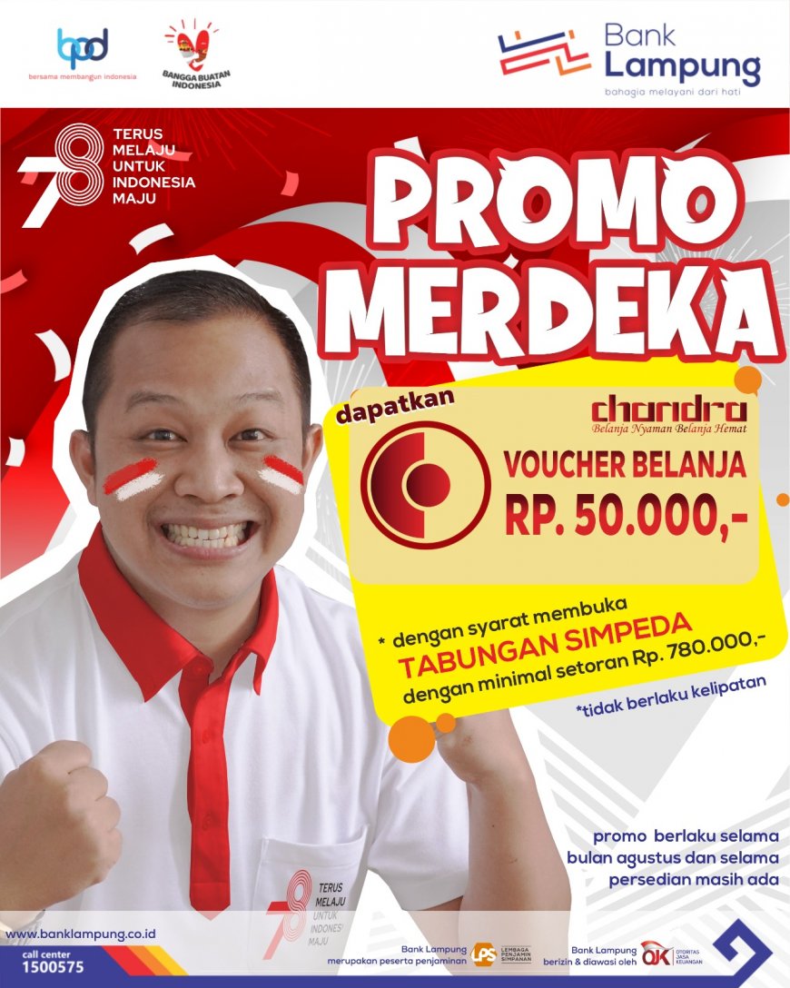 Hadirkan Promo Merdeka, Buka tabungan Simpeda Bank Lampung Dapat Voucher Belanja