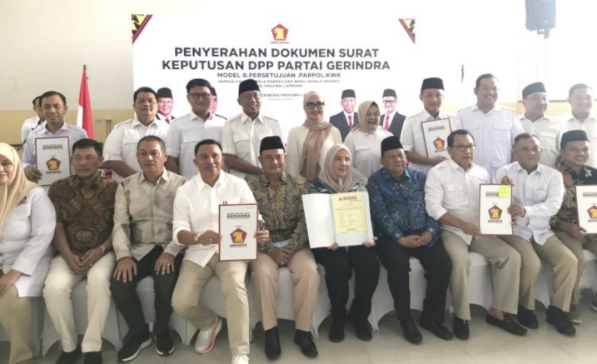 Seluruh Pasangan Calon Kepala Daerah dari Partai Gerindra di Lampung Siap Bertarung pada 27 Nopember