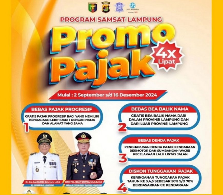 Pemprov Lampung Ajak Warga Lampung Manfaatkan Program Pemutihan Pajak Kendaraan