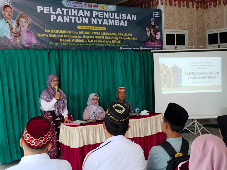 Lamban Baca Az-Zahra Pekon Sebarus Gelar Pelatihan Penulisan Pantun Nyambai