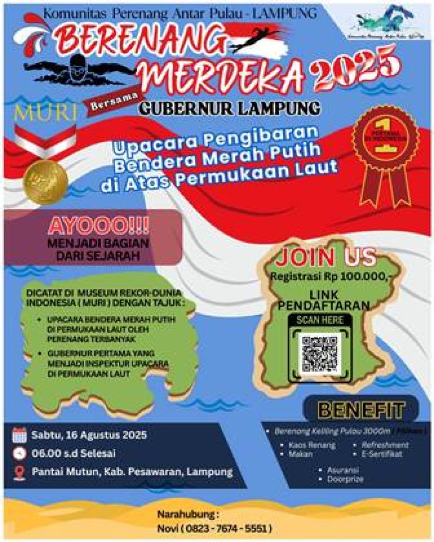 Gubernur Lampung Dijadwalkan Pimpin Upacara Berenang Merdeka 2025