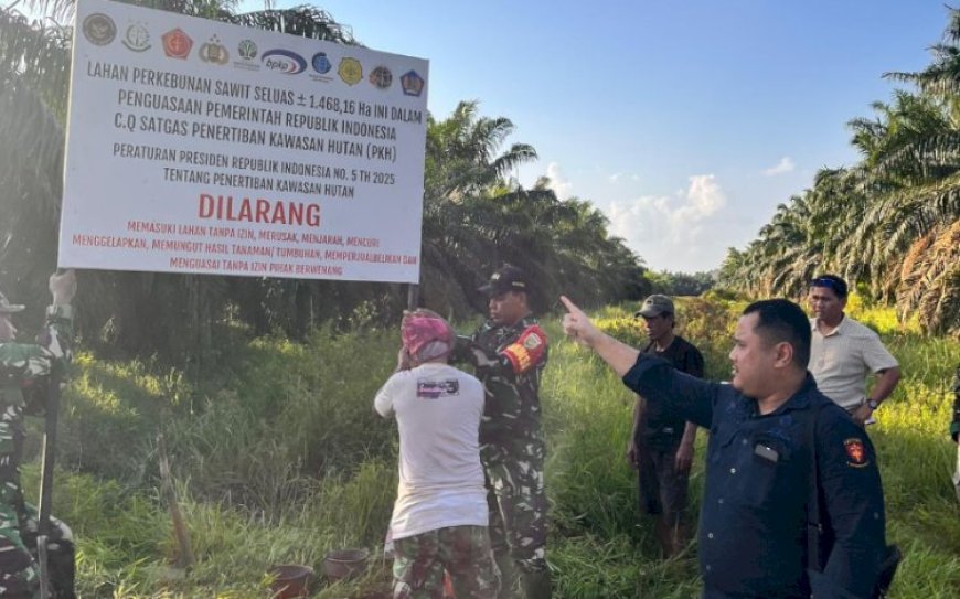 Pelanggaran Tata Kelola Lahan, Satgas PKH Pasang Plang di Lahan PTPN 7 Betung