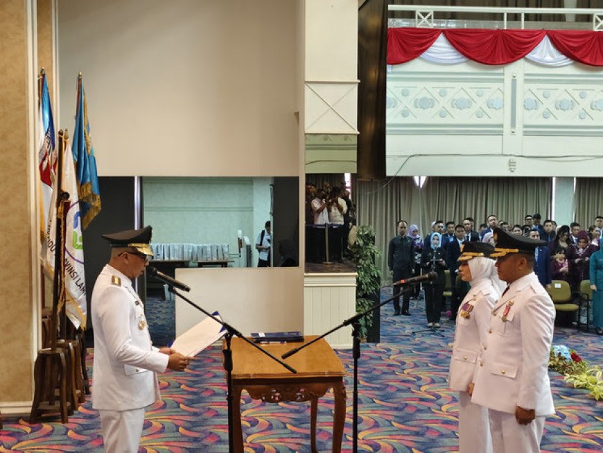 Gubernur Rahmat Mirzani Lantik Nanda Indira–Antonius Ali Sebagai Bupati dan Wakil Bupati Pesawaran 2025–2030